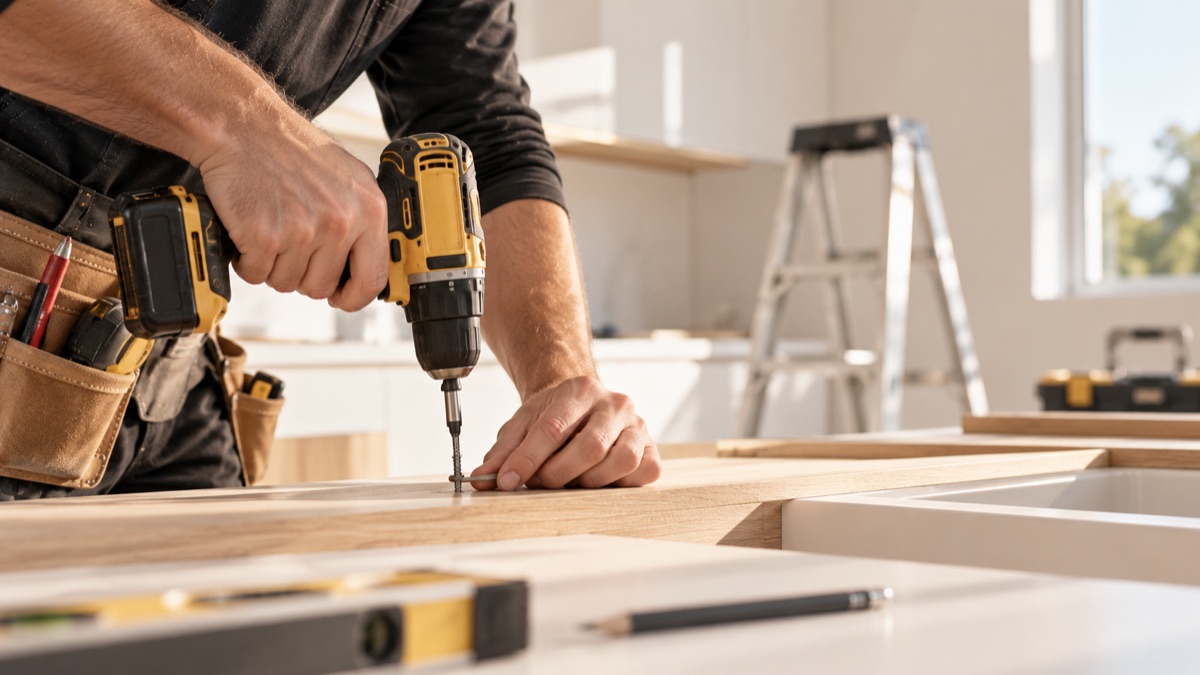 Contractor working in a home