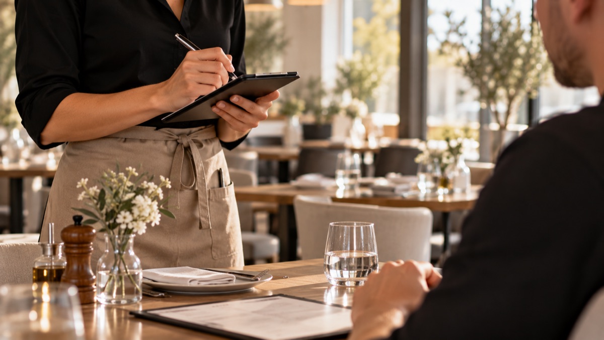 Server taking an order at a restaurant